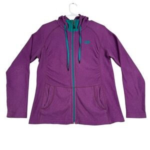 The North Face Womens Fleece Hoodie Jacket Purple Teal Full Zip Size M